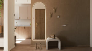 Tuż za drzwiami – wizualizacja przedpokoju na poddaszu