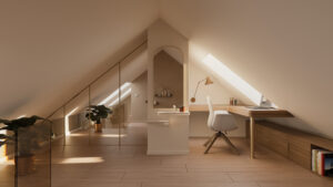Cisza i światło – wizualizacja antresoli