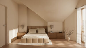 Sypialnia w odcieniach spokoju